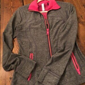 Lululemon Define Jacket Grey with Hot pink trim